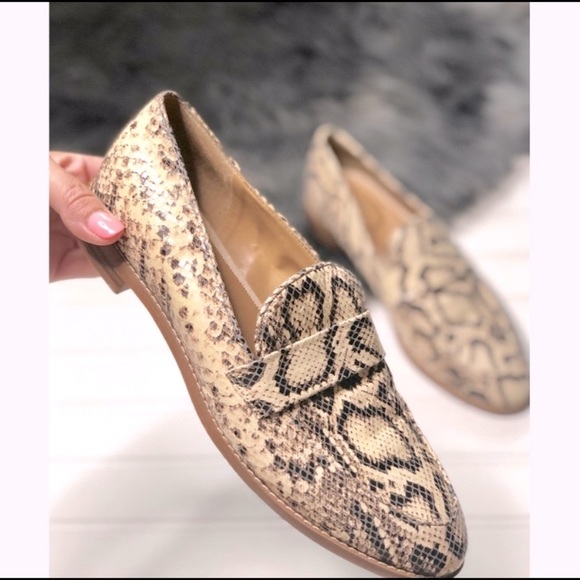 Franco Sarto Shoes - FRANCO SARTO Snakeskin Tan Black Flat Loafer Mule